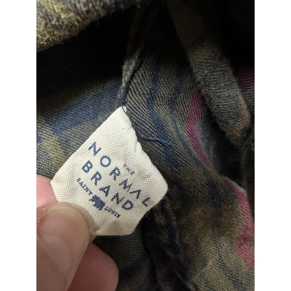 THE NORMAL BRAND Mountain Regular Fit Flannel Shirt In Green Plaid Size Large - Picture 6 of 9